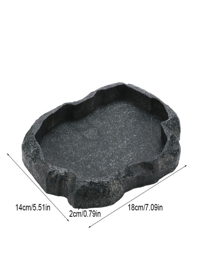 Kodrily Reptile Water Dish, Resin Rock Snake Water Bowl, Dark Green Firm Reptile Water Bowl, Large Tortoise Feeding Bowl for Tortoise Lizard Pets Feeding Accessories, 7.09x5.51x0.79in (M) - Image 5